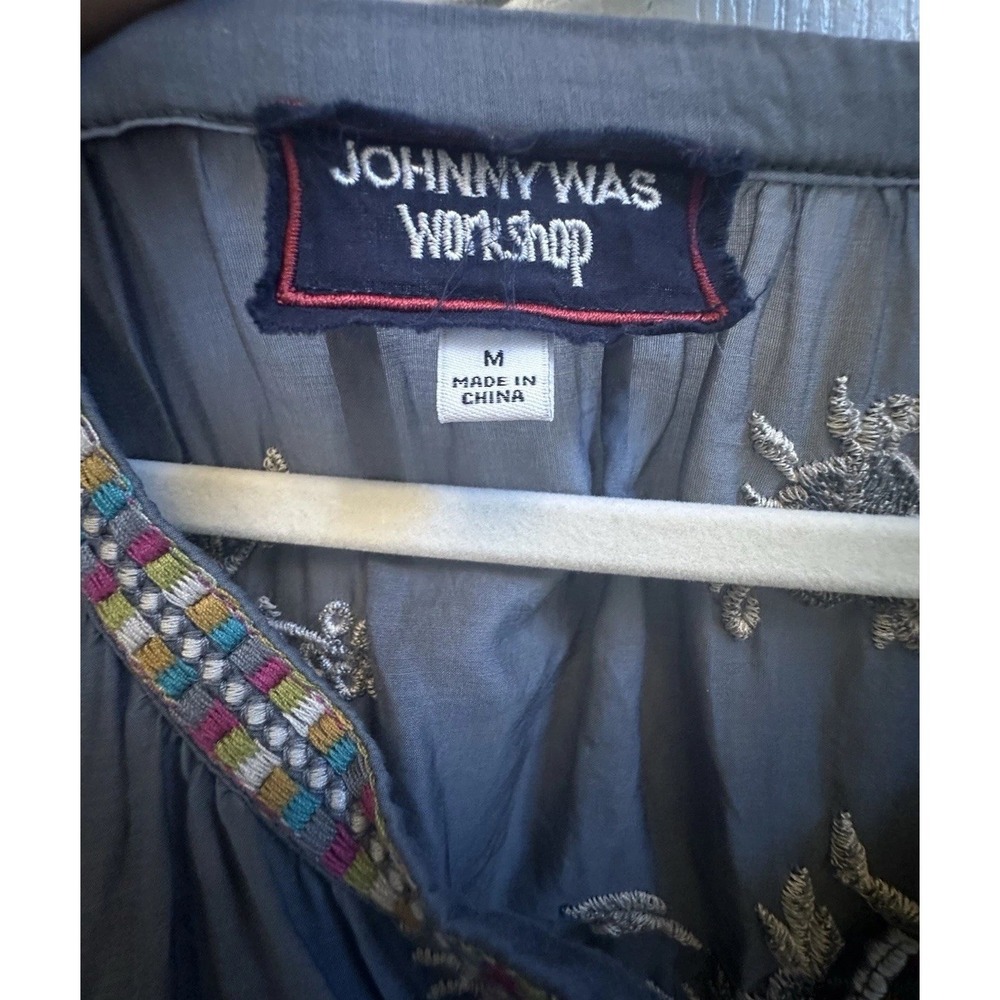 Johnny Was‎ Workshop Sophia Top Embroidered Peasant Blouse Silk Blend Sz Medium - Picture 4 of 8